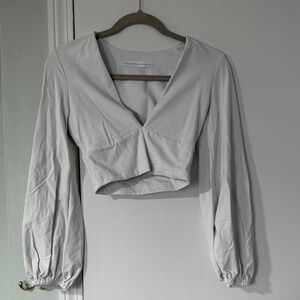 Susana Monaco White Cropped Balloon Sleeve Top
